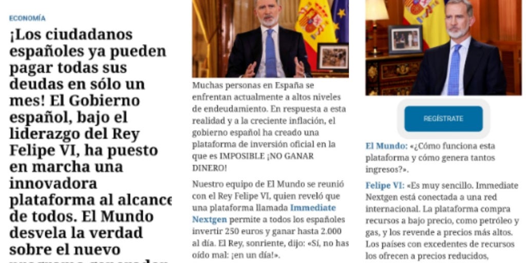 Usan la imagen del Rey Felipe VI para promocionar estafas de criptomonedas